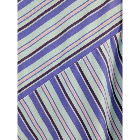 ALK Women's Large Tehama Blue Striped A-Line Casual Jersey Folded Waist Skirt - Picture 2 of 6